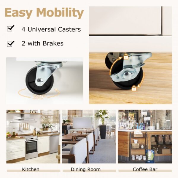 Rolling Kitchen Island Cart with Power Outlet for Dining Room - Image 3