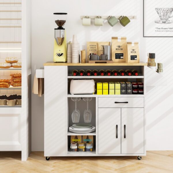 Rolling Kitchen Island Cart with Power Outlet for Dining Room - Image 5