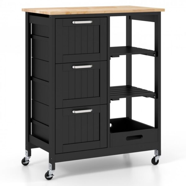 Rolling Kitchen Island Utility Storage Cart with 3 Drawers