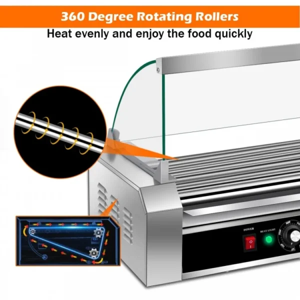 18 Hot Dog 7 Roller Grill Commercial Cooker - Image 6