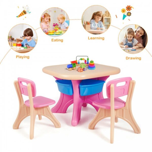 Kids Activity Table and Chair Set Play Furniture with Storage - Image 7