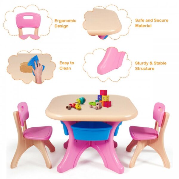 Kids Activity Table and Chair Set Play Furniture with Storage - Image 6