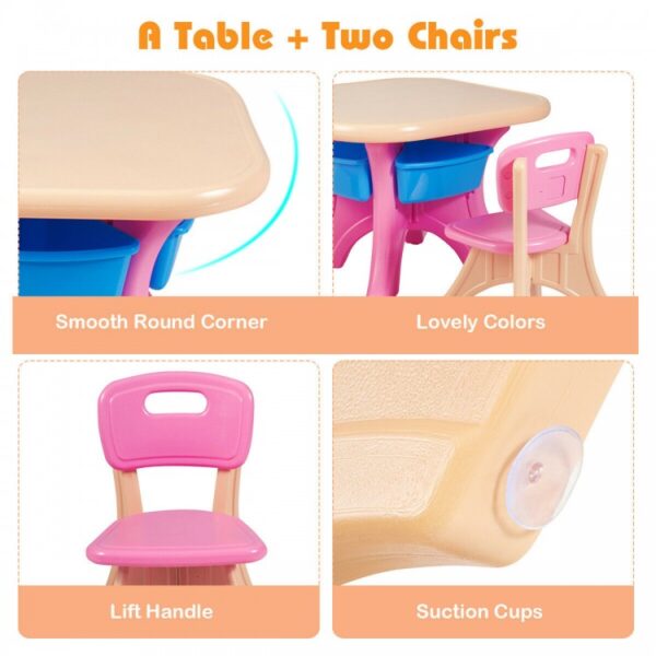 Kids Activity Table and Chair Set Play Furniture with Storage - Image 5