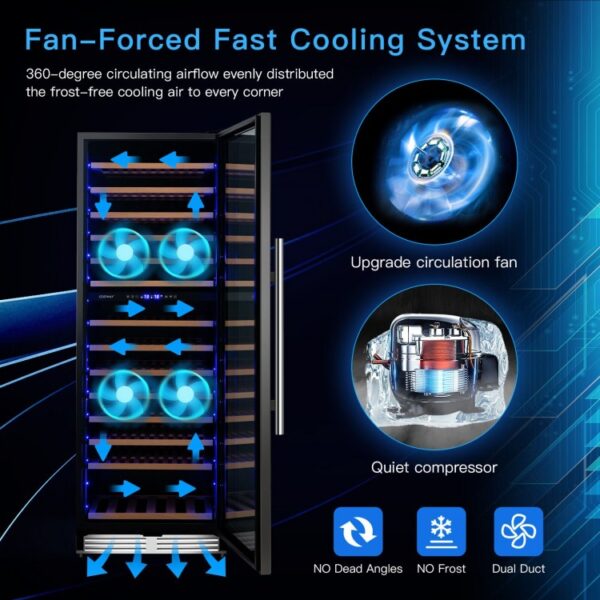 154-Bottle Freestanding Wine Cooler Refrigerator Dual Zone Wine Cellar with Dual Temperature Control - Image 2