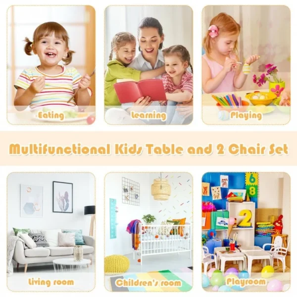 Kids Wooden Table and 2 Chairs Set - Image 5