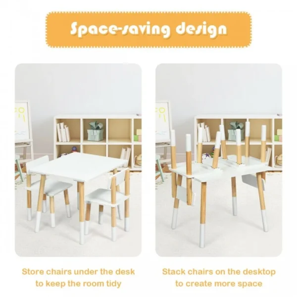 Kids Wooden Table and 2 Chairs Set - Image 4