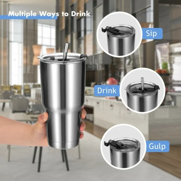 30oz Stainless Steel Tumbler Cup Double Wall Vacuum Insulated Mug with Lid - Image 5