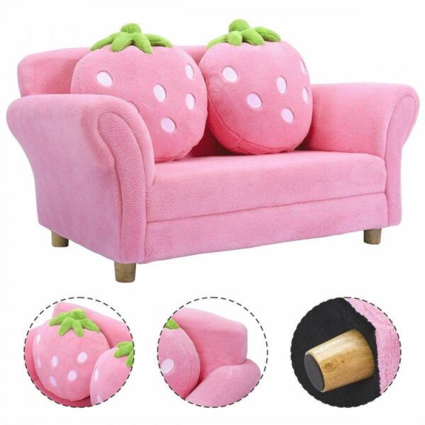 Blue/Pink Kids Strawberry Armrest Chair Sofa - Image 7