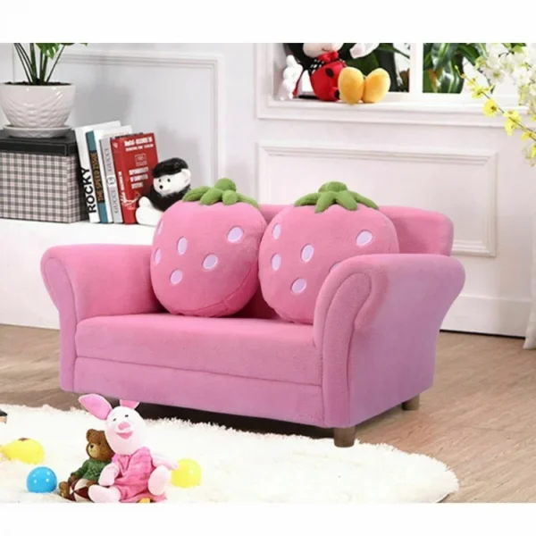 Blue/Pink Kids Strawberry Armrest Chair Sofa - Image 4