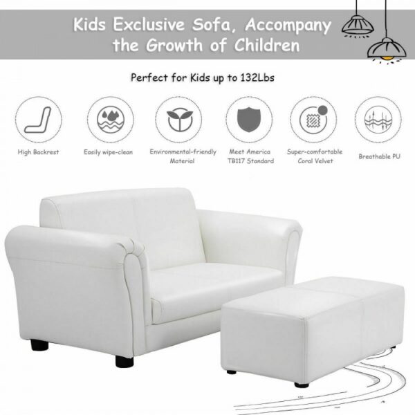 Kid's Double Couch Lounge sofa with Ottoman - Image 3