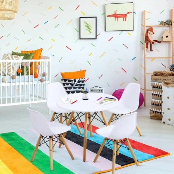 5 Pieces Kid's Colorful Set with 4 Armless Chairs - Image 4