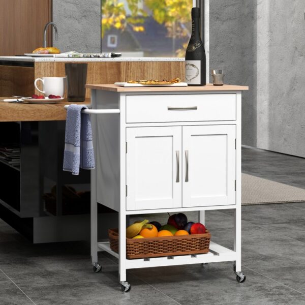 Rolling Kitchen Island Cart with Drawer and Towel Rack - Image 4