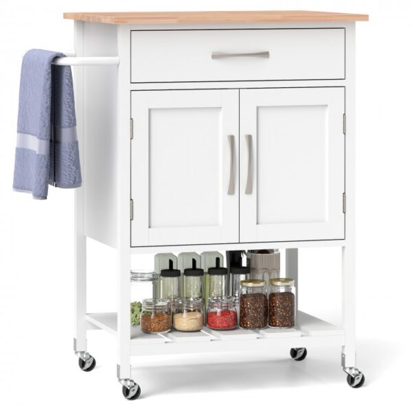 Rolling Kitchen Island Cart with Drawer and Towel Rack - Image 5