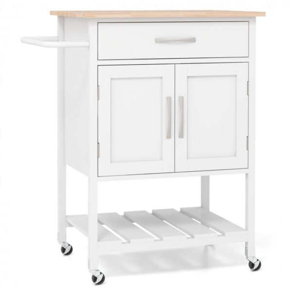 Rolling Kitchen Island Cart with Drawer and Towel Rack