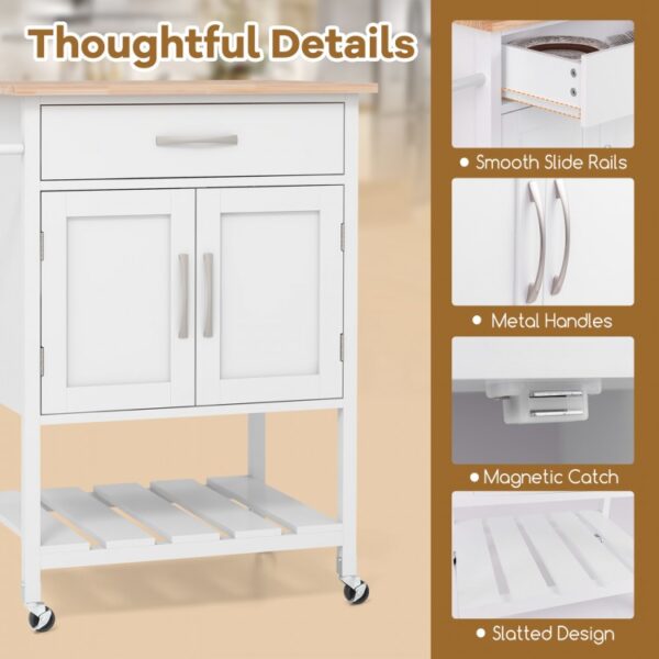 Rolling Kitchen Island Cart with Drawer and Towel Rack - Image 6