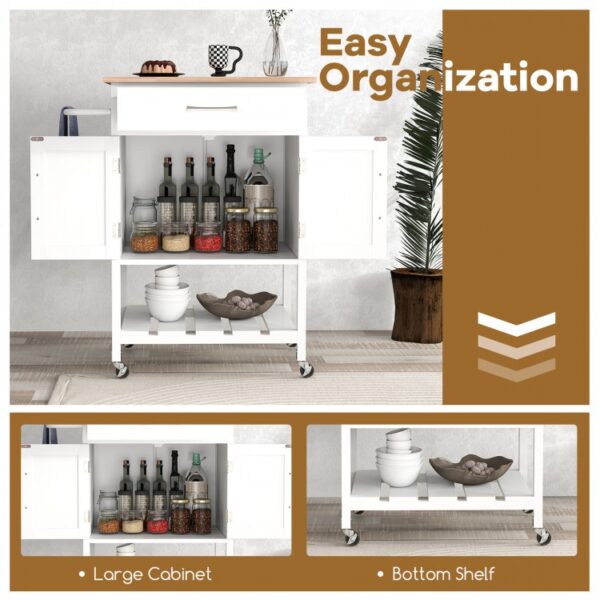 Rolling Kitchen Island Cart with Drawer and Towel Rack - Image 7