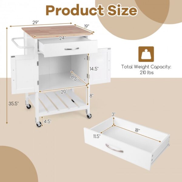 Rolling Kitchen Island Cart with Drawer and Towel Rack - Image 2