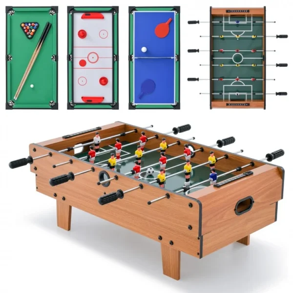 4-in-1 Combo Game Table Set Foosball Table with Billiards and Hockey - Image 3