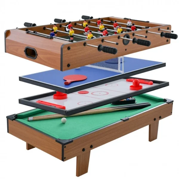 4-in-1 Combo Game Table Set Foosball Table with Billiards and Hockey - Image 2