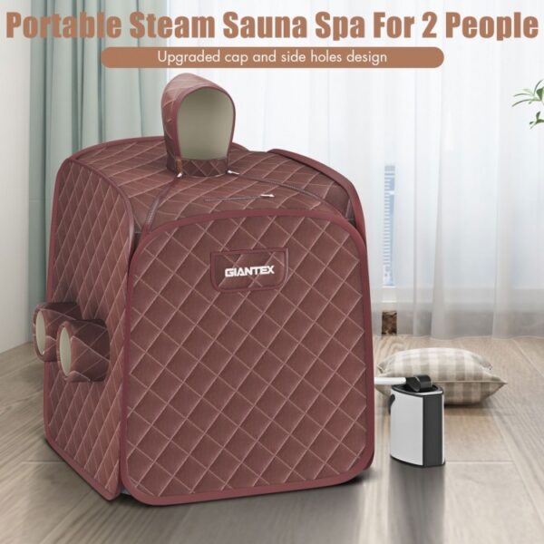 800W 2 Person Portable Steam Sauna SPA Tent with 3L Steamer - Image 6