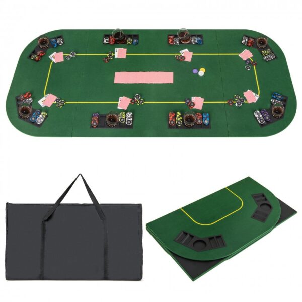 79 x 36 Inch 8-Player Foldable Poker Table Top with Carry Bag and Cup Holders - Image 3