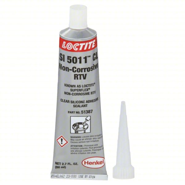 LOCTITE Silicone Sealant: SI 5011 CL, Clear, 3 oz, Cartridge, 301% to 500% Elongation Range