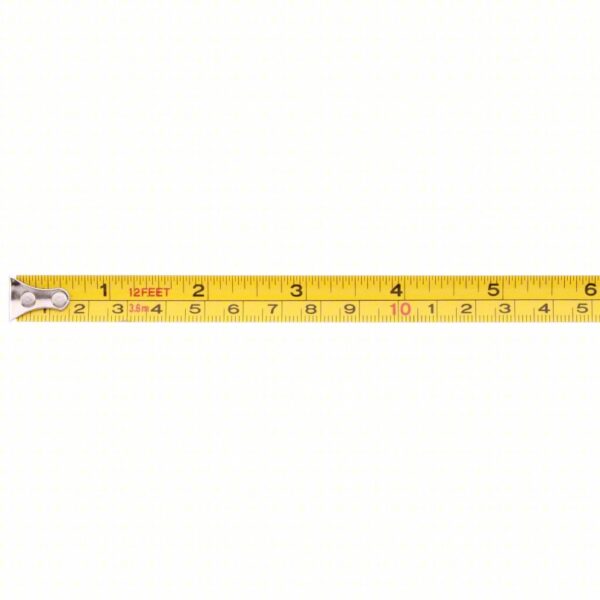 WESTWARD Tape Measure: Inch/Metric, Nonmagnetic Single Hook Tip, Chromed Plastic, 12 ft / 3.5 m - Image 2