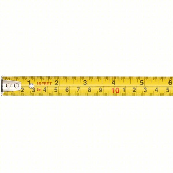 WESTWARD Tape Measure: Inch/Metric, Nonmagnetic Single Hook Tip, Chromed Plastic, 16 ft / 5 m, Auto - Image 2