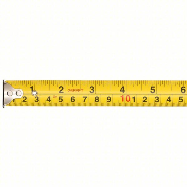 WESTWARD Tape Measure: Inch/Metric, Nonmagnetic Single Hook Tip, Chromed Plastic, 26 ft / 8 m, Auto - Image 2