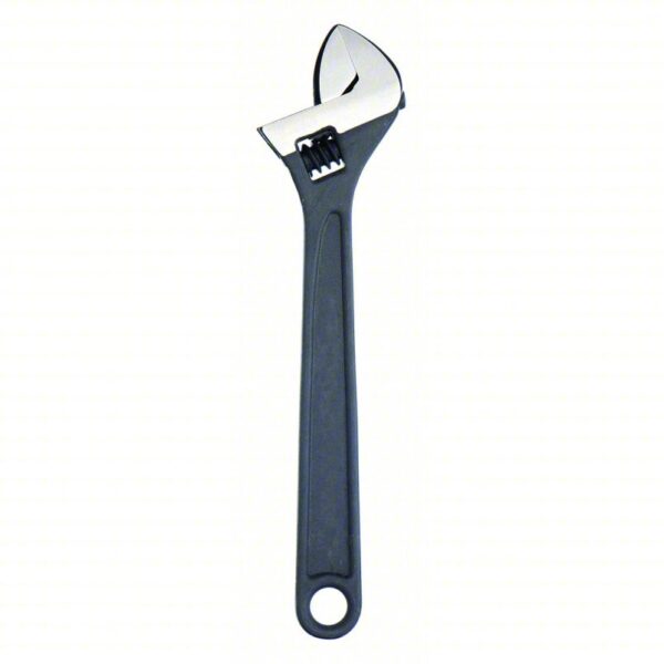 WESTWARD Adjustable Wrench: Alloy Steel, Black Phosphate, 10 in Overall Lg, 1 1/8 in Jaw Capacity