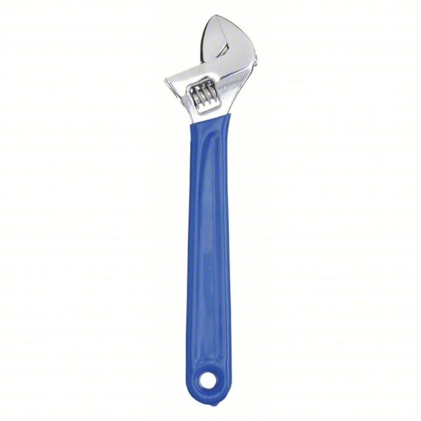 WESTWARD Adjustable Wrench: Alloy Steel, Chrome, 6 in Overall Lg, 15/16 in Jaw Capacity, Plain Grip