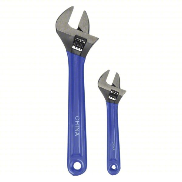 WESTWARD Adjustable Wrench Set: Alloy Steel, Black Phosphate, 15/16 in_1 9/32 in Jaw Capacity