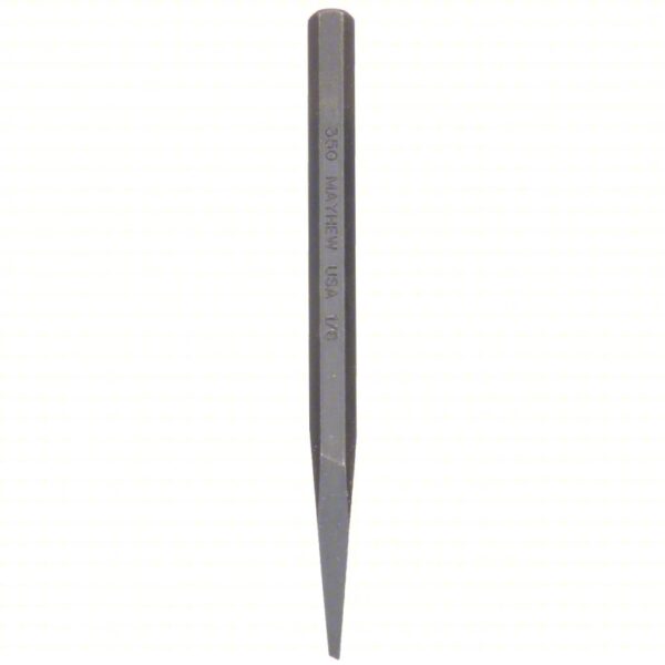 Diamond Point Chisel: Steel, 1/8 in Blade Wd, 5 in Overall Lg, Plain Grip