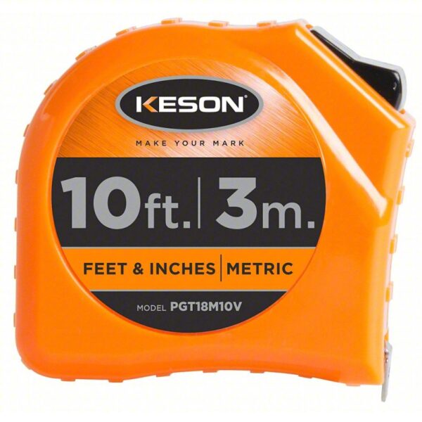 KESON Tape Measure: Inch/Metric, Nonmagnetic Single Hook Tip, Plastic, 10 ft / 3 m, 5 ft Standout Lg - Image 2