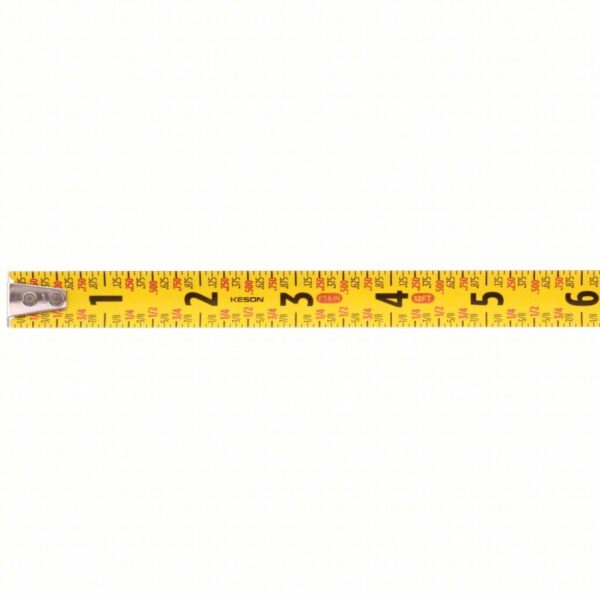 KESON Tape Measure: Inch/Fractional-Read, Nonmagnetic Single Hook Tip, Plastic, 12 ft, Narrow Blade - Image 2