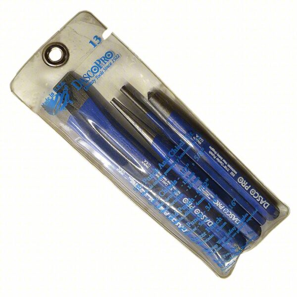 Punch and Chisel Set: 5 Pieces, Cold Chisel, Center Punch/Pin Punch/Solid Punch, Pouch - Image 2