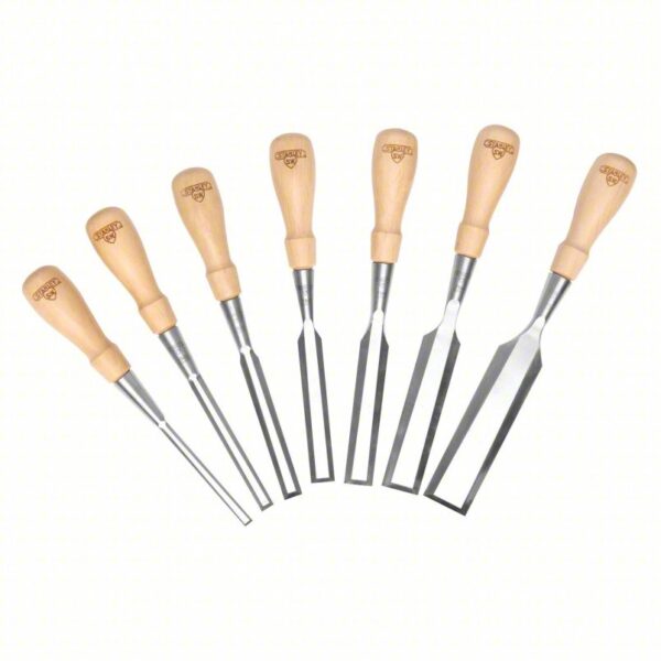 Socket Chisel Set: Wood, 13 3/4 in Overall Lg, 8 Pieces, Straight Tip Shape - Image 3