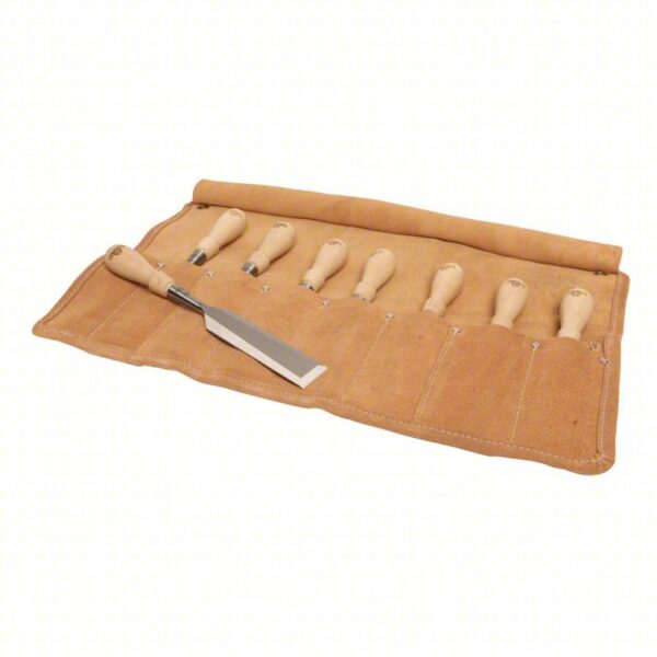 Socket Chisel Set: Wood, 13 3/4 in Overall Lg, 8 Pieces, Straight Tip Shape - Image 4