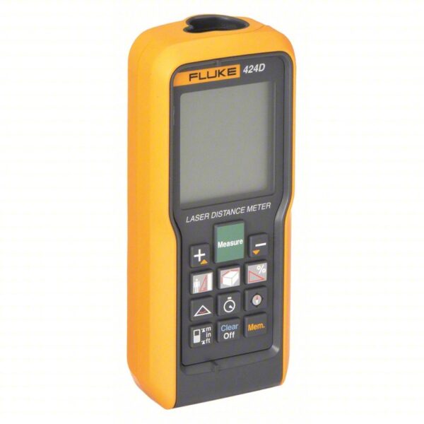 FLUKE Laser Distance Meter: Inch/Metric, 2 in – 260 ft, + 1 mm, AAA, Rubber, Digital, Red