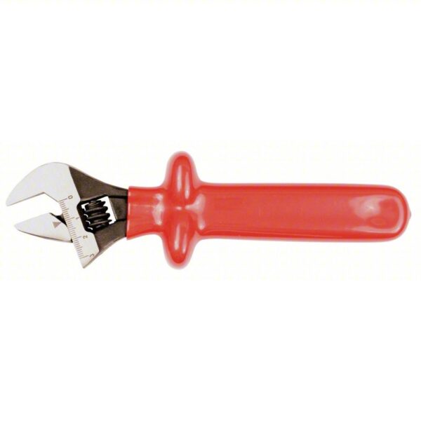 WIHA Adjustable Wrench: Insulated Rubber Dipped, Natural, 8 in Overall Lg, 1 in Jaw Capacity - Image 2