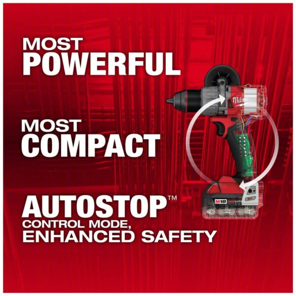 MILWAUKEE Drill: 18V DC, Compact Premium, 1/2 in Chuck, 2,100 RPM Max., 1,400 in-lb Max Torque - Image 3