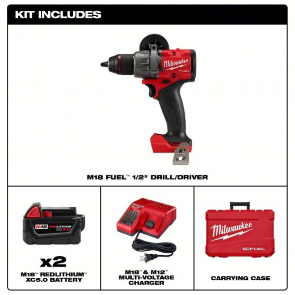 MILWAUKEE Drill: 18V DC, Compact Premium, 1/2 in Chuck, 2,100 RPM Max., 1,400 in-lb Max Torque - Image 6