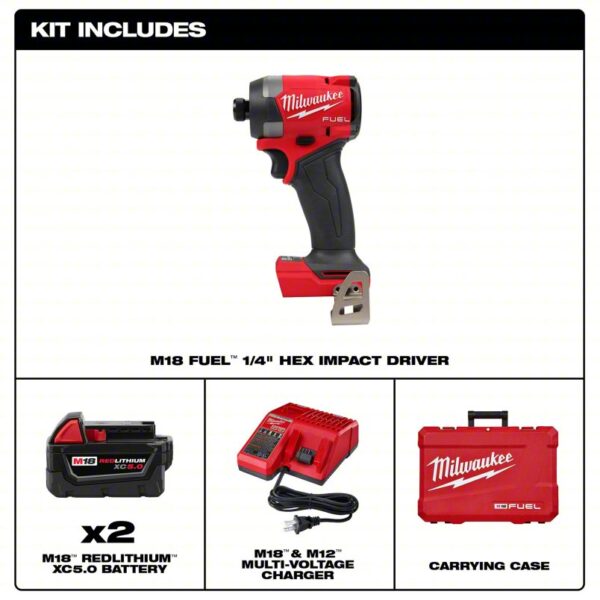 Impact Driver Kit: 2,000 in-lb Max. Torque, 3,900 RPM Free Speed, 4,400 Impacts per Minute, 5.0 Ah - Image 4