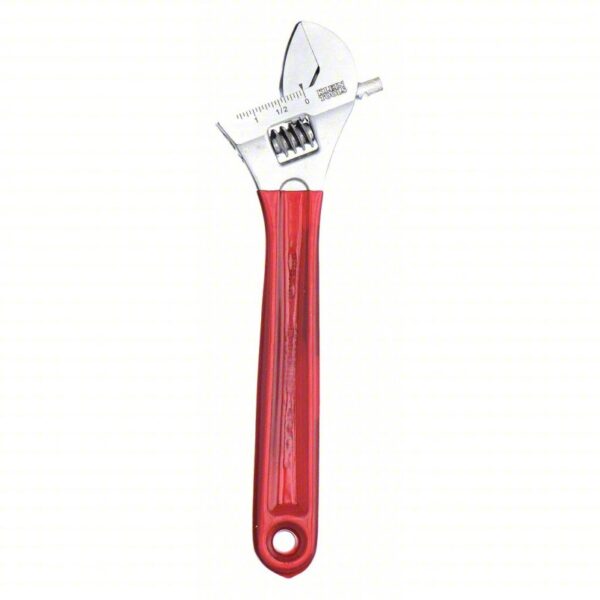 KLEIN TOOLS Adjustable Wrench: Plastic, Chrome, 10 in Overall Lg, 1 5/16 in Jaw Capacity