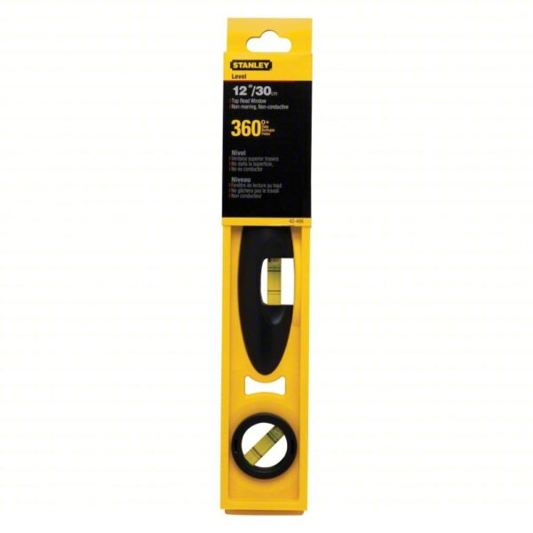 STANLEY I-Beam Level: Level, Plumb & 45° angle, I-Beam, 0, Top Read Window, 12 in Overall Lg, 0 - Image 2