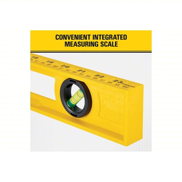 STANLEY I-Beam Level: Level, Plumb & 45° angle, I-Beam, 2, Plain, Top Read Window, 24 in Overall Lg - Image 5