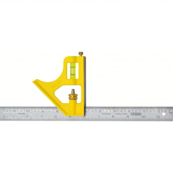 STANLEY Combination Square: Inch, Square, Steel, 12 in, 12 in Blade Lg, Steel, Square, 2 Pieces, SAE