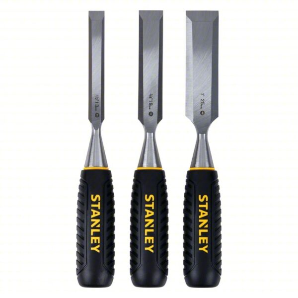 Chisel Set: Plastic, 10 1/2 in Overall Lg, 3 Pieces, 1/2 in Chisel/1 in Chisel/3/4 in Chisel