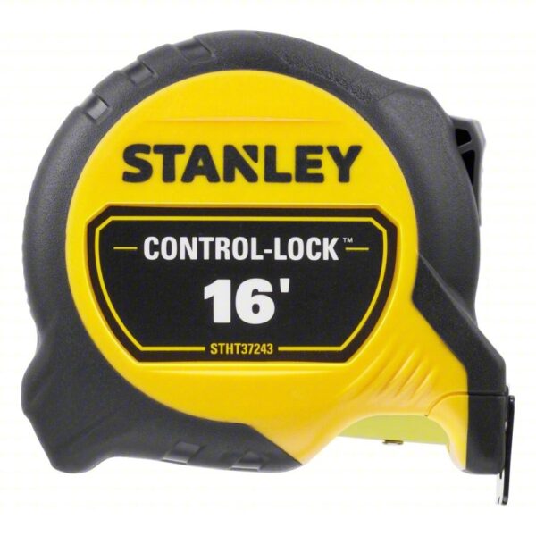 STANLEY Tape Measure: Inch, Nonmagnetic Double Hook Tip, Plastic, 16 ft, 10 ft Standout Lg, 1/16 in