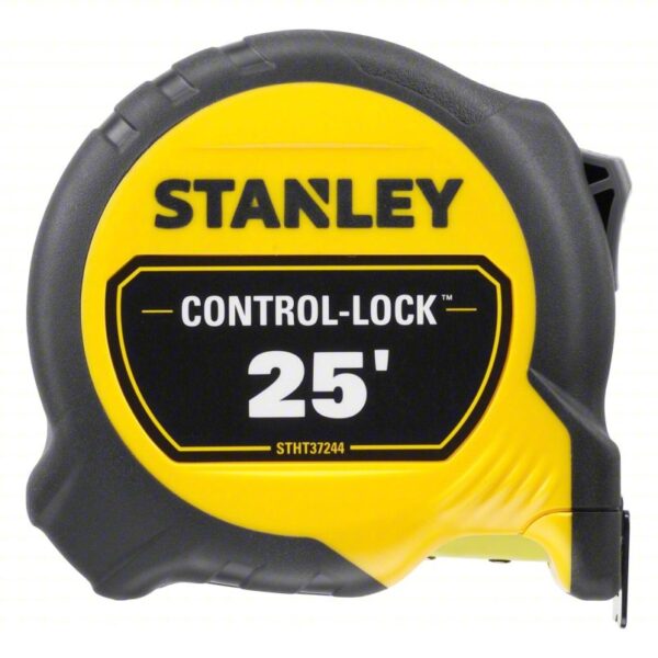 STANLEY Tape Measure: Inch, Nonmagnetic Double Hook Tip, Plastic, 25 ft, 12 ft Standout Lg, 1/16 in